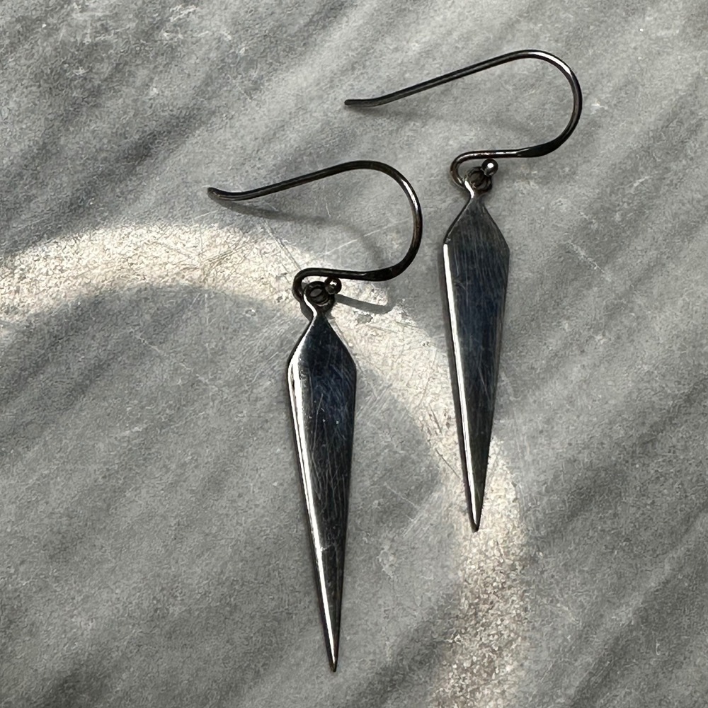 Boma 925 Sterling Silver Spike Dagger Dangle Drop Earrings Minimalist Geometric